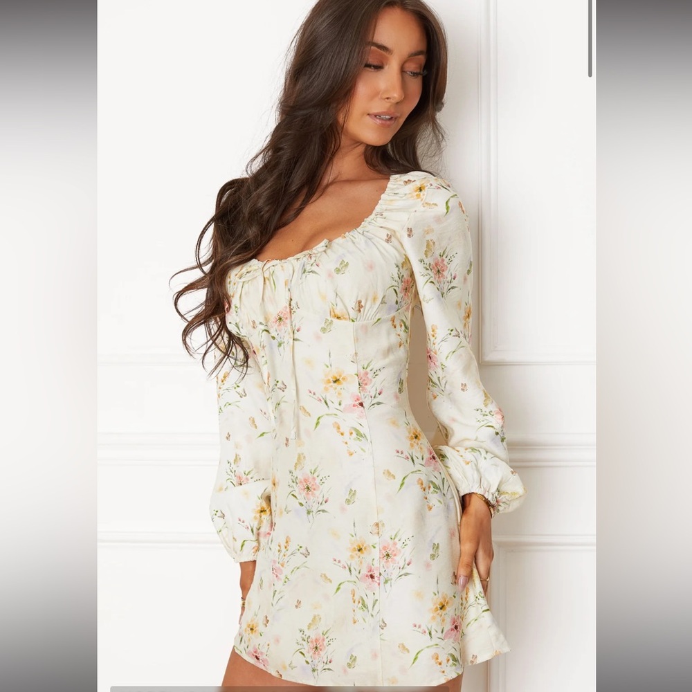 Priceless Julie Cream Garden Floral Mini Dress